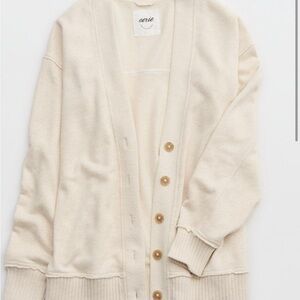 Aerie Off-White Button-Up Cardigan